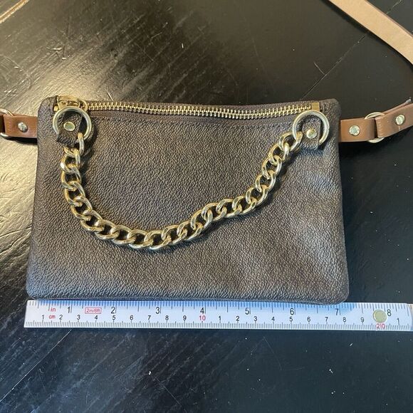 MICHAEL KORS SIGNATURE FANNY PACK BELT BAG SNAP CHAIN PURSE BROWN 554131 - Picture 4 of 9